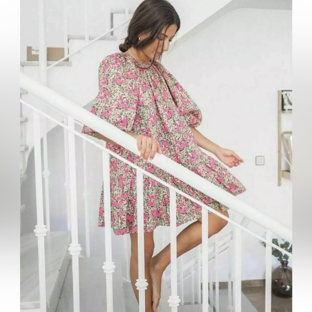 Zara Pink Floral Mini Dress - Picture 5 of 16
